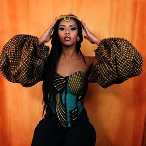 African lace up back corset top